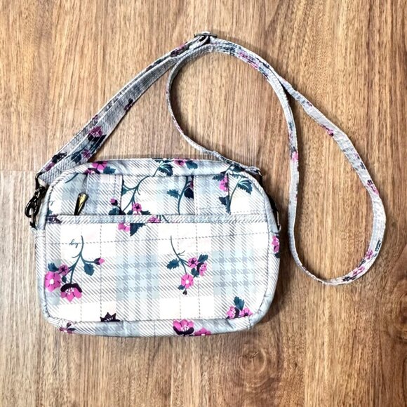 LUG Switch Floral Plaid Crossbody Bag Convertible Strap RFID Travel - Picture 2 of 9